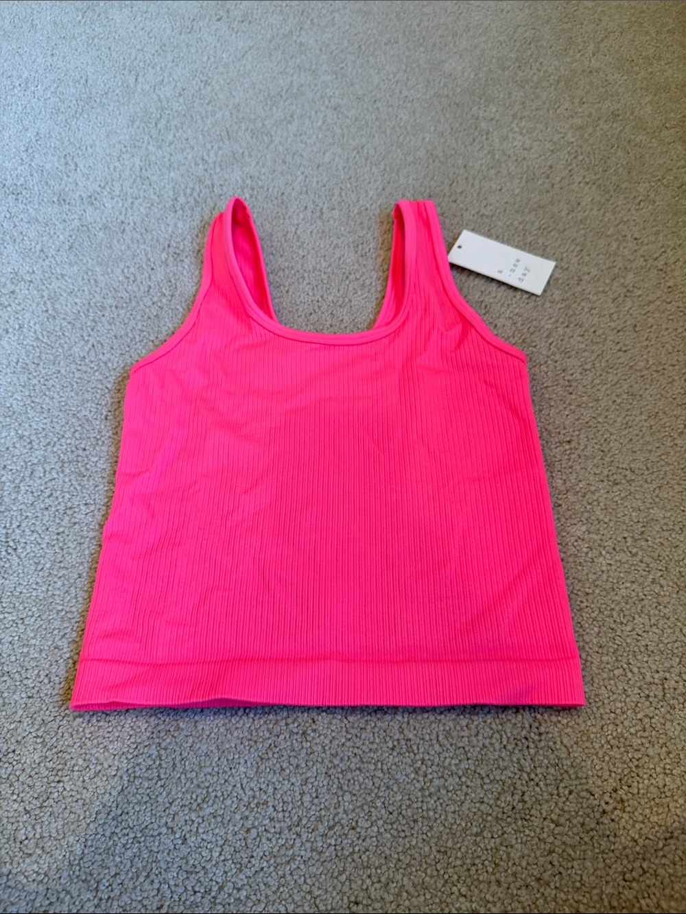 a new day Ribbed Crop Tank - Neon Pink